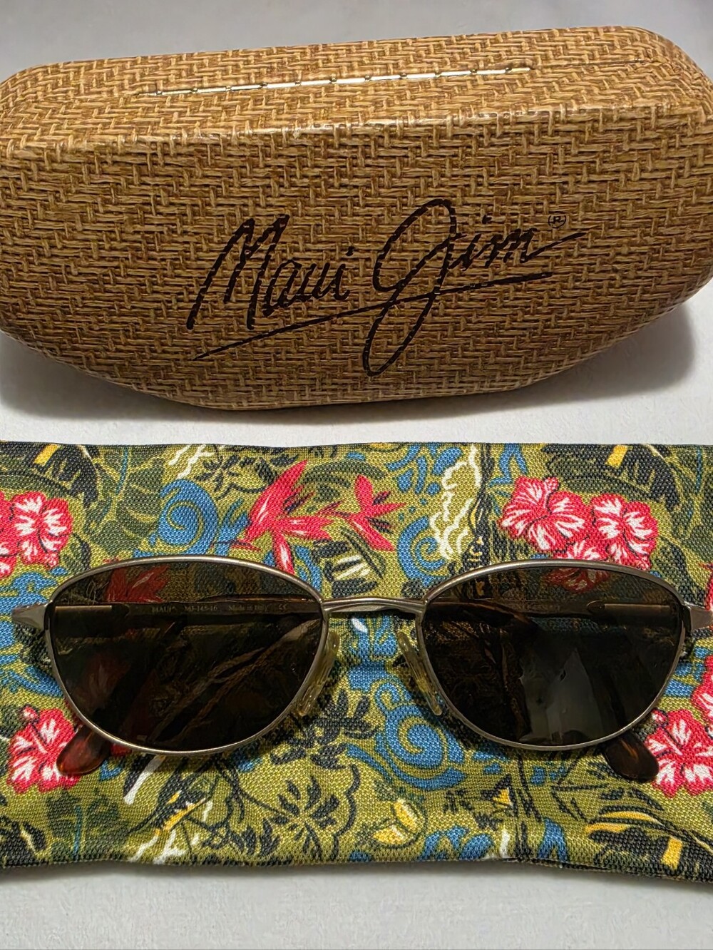 Vintage Authentic Maui Jim Diamond Head MJ-145-16 Gold Polarized Sunglasses